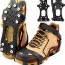 Ice Cleats for Shoes and Boots,Silicone Crampons,11 Stainless Shoe Spikes for Snow and ice,Heavy Duty Traction for Hiking,Climbing &Mountaineering,Ice Fishing (Ultra-Cold -45C, Easy On/OffUnisex) (Small)