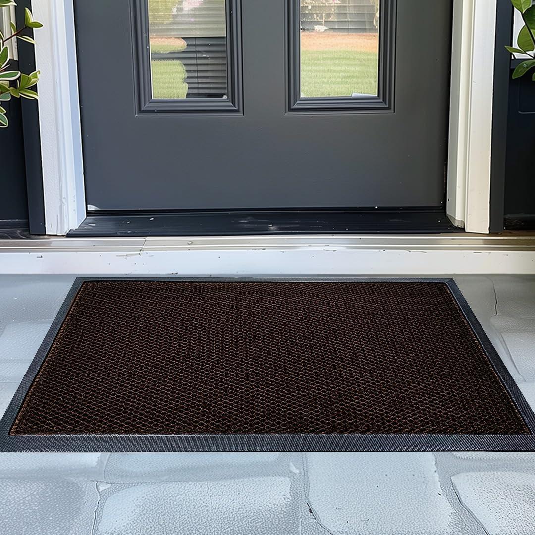 Muddy Mat Mesh Quick-Dry Door Mat  Heavy-Duty, Sand & Dirt Trapper for Outdoor & Indoor, Ideal for Entrance, Mudrooms, Patios & Garages, Low-Profile, Non-Slip, Washable  Brown 23"x35"x0.4"