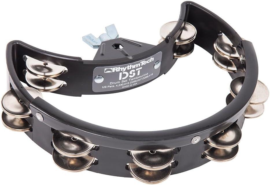 RhythmTech DST10 Drum Set Tambourine Nickel Jingles, Black