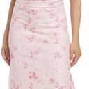 Women's Summer Floral Sheer Mesh Long Cami Dress Midi Sleeveless Spaghetti Strap Bodycon Beach Sundress (Pink)