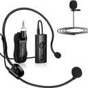 KIMAFUN Wireless Lavalier Microphone System, Wireless 2.4GHz Lapel Mics Handheld Mic 2 in 1 for Teaching, Teachers, Speech, Tour Guiding, Speaker, Amplifier, PA System, Broadcast, G70-2