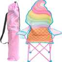 Heritage Kids Ice Cream-Themed Figural Folding Camp Chair,Lightweight Portable Chair with Carry Bag & Cup Holder,Kids Outdoor/Indoor Seating for Ages 6+,14"x14"x26"