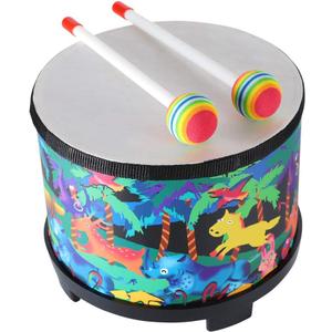 Ubblove Floor Tom Drum for Kids 8 inch Percussion Instrument Music Drum with 2 Mallets for Baby Children Special Christmas Birthday Gift, Black