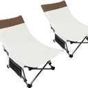 Compact Beach Chairs 2 Pack with 3-Position Lay Flat Low Portable Camping Chairs for Adults Folding Reclining Chairs for Beach, Lawn, Travel
