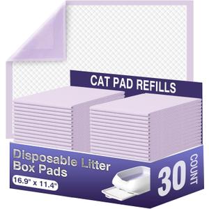 IMMCUTE Cat Pads 16.9" X 11.4", 30 Ct | Pee Pads for Cats | Thickened 6-Layer Super Absorbent Pads | Cat Pads for Tidy Cats Breeze Litter System | Cat Pee Pad for Litter Box