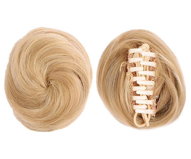 2PCS Mini Claw Clip in Hair Bun Messy Cat Ears Hair Bun Extension Synthetic Donut Wig Accessory Ponytail Hair Extensions Thick Updo Space Bun Hair Pieces for Women Girls (04)
