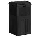 Flamaker 30 Gallon Trash Can, Resin Outdoor Garbage Can with Lid, Waterproof Hideaway Patio Waste Bins for Outside Use (Black)