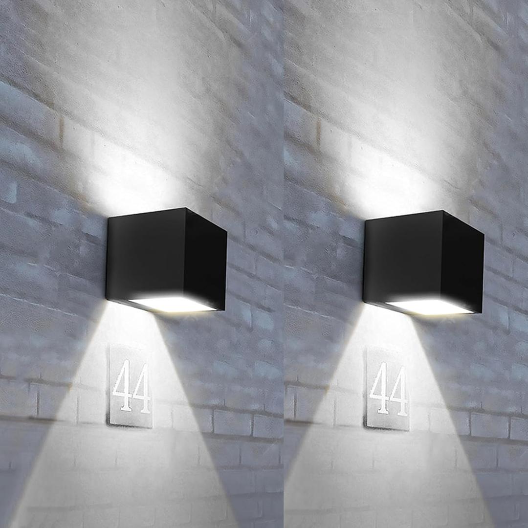 Solar Lights, 2pcs Up and Down Solar Wall Lights Outdoor Waterproof, 4000K 700LM Cube Design Dusk to Dawn Solars Outdoor Light for Outside Porch Pergola Patio Yard Decor (2pack)