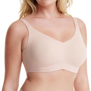 COMFELIE Seamless Bra Wireless Full Coverage Bralette with Support, Born for Her Ultra-Fit TrigonalForm T-Shirt Bra EB061 Beige
