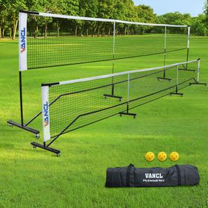Pro Pickleball Net Portable with Wheels 22ft Heavy Duty Pickleball Net System with Sturdy Aluminum Frame for Outdoor & Indoor Nylon Net & Carrying Bag for Pickleball, Tennis, Badminton