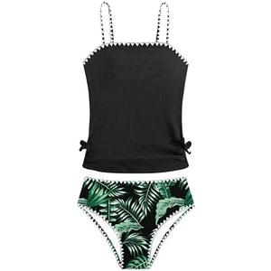 Girls Tankini Swimsuits Two Piece Bathing Suit Drawstring Swimwear Set for Girl 11-12Y