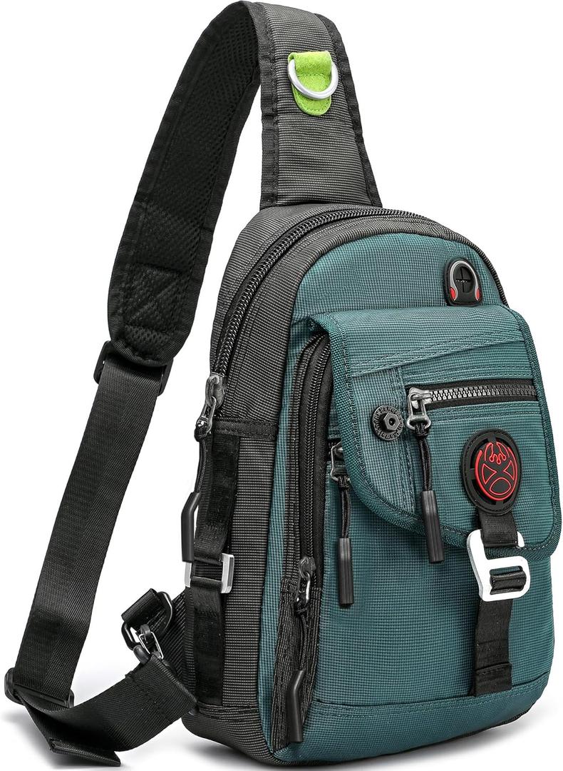 NICGID Sling Bag Chest Shoulder Backpack Crossbody Bags for Tablet Laptop Outdoor Hiking Men Women (Dark Green-2629)