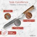 MOELLE Professional 9 Inch Serrated Knife  Kitchen Knife for Chefs/Cooks - Crafted with Damascus Steel Danish Design Ergonomic Teak Wood Handle