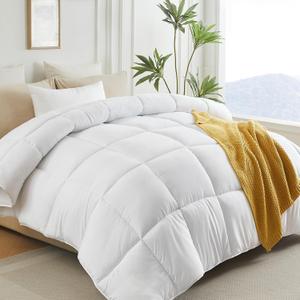 L LOVSOUL Super King Comforter Down Alternative Duvet Insert, 120x120IN | All Season Warm Bedding, Box Stitching Design, Extra Soft and Breathable, Hotel Collection, Machine Washable,White