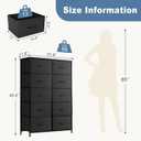 DUMOS Dresser for Bedroom, 10 Storage Drawers, Wide Fabric Closet Chests Organizer Tower Furniture with Wooden Top Metal Frame for Clothes, Guest Room, Living Room, Hallway, Entryway, 11.8"D x 31.5"W x 45.6"H