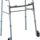 Medline Lightweight Junior/Lower Height Folding Walker with 5" Wheels
