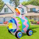 OurWarm 6 FT Easter Inflatable Bunny Egg Car with 5 LED Lights, Happy Easter Decor for Outdoor Indoor Party