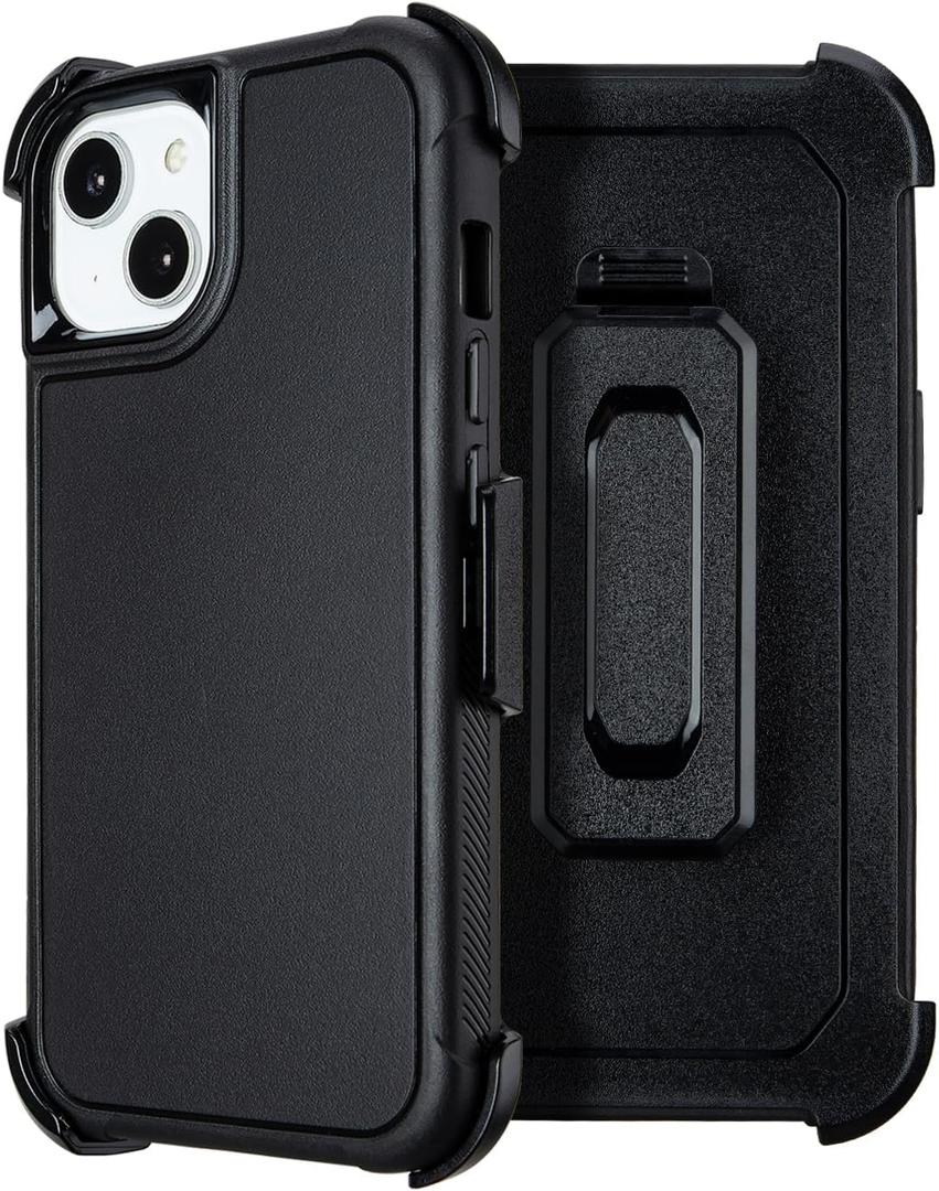 For Defender iPhone 13 Case with Belt Clip,for Holster 13 Phone Case with Kickstand,for Heavy Duty iPhone13 PhoneCase Rugged 2 Layers of Sturdy,Anti-Drop for iPhone 13 Cases Protective Black