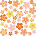 Faccito 45 Pcs Boho Daisy Cutouts Groovy Daisy Flower Bulletin Board Cutouts Hippie Daisy Party Decorations for Classroom Preschool Retro Groovy Theme Birthday Party Favors Supplies