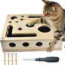 LUMIXA Reinforced Cat Nail File Scratcher Box with 8 Screws, Wooden Enrichment Puzzle Toy for Indoor Cats, Inside Sandpaper Claw Care & Furniture Protection (Assembly Guide Included)