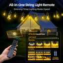 Solar Lights Outdoor Patio Lights: S14 15M 50FT Solar Powered Remote Control 3 Light Modes Dimmable Solar Waterproof Light - Shatterproof Bulbs - Camping Backyard Garden Deck Outside Yard