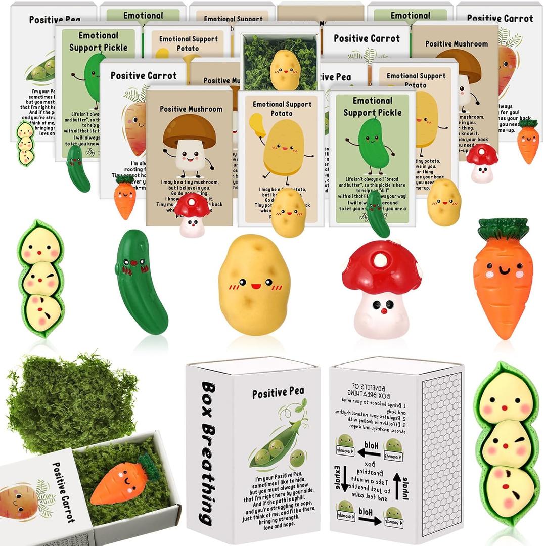 Cinnvoice 25 Set Bulk Employee Appreciation Gifts Thank You Teacher Nurse Coworker Office Staff Funny Desk Pets Cute Resin Ornament Emotional Card Box Graduation Positive Party Favor (Mushroom)