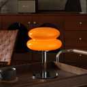 Mushroom Lamp for Bedroom, Mid Century Modern Lamp for Nightstand, Dimmable Retro Egg Tart Bedside Small Lamps, Unique Home Mushroom Decor Aesthetic Cute Table Lamps for Living Room (Orange)