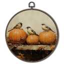 XNXLDYLH Vintage Fall Pumpkin Bird Round Framed Wall Art Decor, Cottagecore Harvest Antique Hanging Wall Decor Decorations, Rustic Fall Autumn Canvas Prints Wall Art Paintings for Living Room, 10x10In