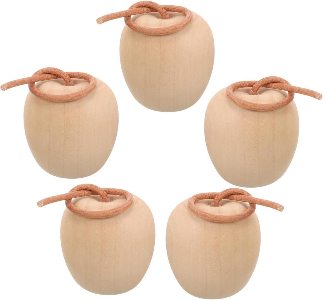 ABOOFAN Unfinished Wooden Apples 5pcs Wooden Crafts DIY Unpainted Fruit Shape Art Crafts for Color Painting Mini Peg Dolls