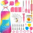 GIFTINBOX Kids Cooking and Baking Set, 54 PCS Complete Kit with Apron and Chef Hat, Real Cooking Utensils and Kitchen Accessories for Junior Chef, Ultimate Baking Gift for Girls Boys