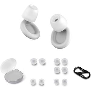4 x Soundary Ear Plugs for Sleep, Supportive Silicone Noise Cancelling Earplugs for Side Sleepers, Medium-Firm Fit, 26dB (SNR) Noise Reduction Earbuds for Travel, Focus, Tinnitus Relief (White, One Size) (1 pair (Pack of 1))
