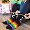 Holiday Crew Socks Seasonal Funny Knitted Sock Soft Warm Medium Stockings Gifts for Women and Men (Black)
