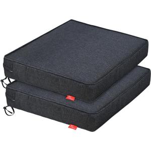 Pcinfuns Outdoor Chair Cushion 22 x 22 x 3 Inch Water Resistant & Fade Resistant Patio Furniture Cushions with Removable Cover and Adjustable Straps Set of 2,
 Light Gray