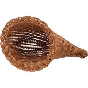Amosfun Cornucopia Basket, Horn of Plenty Wicker Grapevine Fall Basket, Wicker Bread Basket Fruit Bowl Food Vegetables Serving Tray for Thanksgiving Table Centerpiece