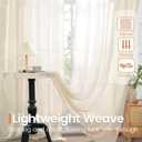 BGment Semi Sheer Linen Curtains 48 Inch Length for Windows, Beige Drapes Light Filtering for Short Bedroom Farmhouse Bathroom Cafe Decor Rustic Lightweight Rod Pocket, 2 Panels Set, 42 Inch Wide