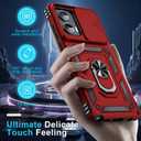 2 x Janmitta Compatible with Moto G Stylus 5G 2024 Case Built in Slide Camera Lens Cover+Screen Protector+Finger Ring Holder Kickstand,Heavy Duty Shockproof Full Body Protective Phone Cover,Red