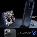 FNDMIL 360Rotatable Magnetic Ring for iPhone 16 Pro Case Compatible with MagSafe [Military Shockproof][Non-Slip Texture Edge][Built-in Kickstand] Slim Translucent Matte Soft Silicone Bumper,Blue