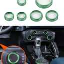 Savadicar CKT01 Billet Aluminum Control Knob Trim Sets, Headlight/4WD/HVAC Climate Control Knob Ring Bezels, Air Conditioner/Radio Switch Cover for 2021-2025 Ford Bronco, Interior Accessories, Green