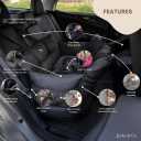 JACKO & CO Premium Dog Car Seat Safe & Cozy Travel Bed Carrier for Small Dogs, Puppies, Pets, Clip-On Leash, Storage Pockets, Water-Resistant, Machine Wash (Black, Removable - Medium (25-40lbs))