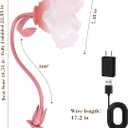 Flower Clip On Desk Lamp for Home and Dorm - Cute Floral Clip On Bedside Book Reading Light, Pink Flower Bunk Bed Lighting, Kawaii Led Flexible Gooseneck Table Lamp for Headboard with Clamp