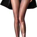 Women's Shiny Sheer Tights High Waist Sheer Pantyhose Oil Seamless Stocking (Black)