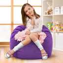 Hobestluk Bean Bag Chairs 2.5FT Bean Bag Chair with Memory Foam Filled & Machine Washable Cover Bean Bag Chairs for Playroom, Living Room, Bedroom (Purple) (2.5FT - 28.5" x 28.5" x 17.8")