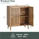 Smart FENDEE Sideboard Cabinet, 31.5" W Farmhouse Buffet Cabinet with Slatted Doors & Adjustable Shelf, Wooden Coffee Bar Storage Station for Kitchen, Dining Room, Living Room, Entryway, Natural Oak