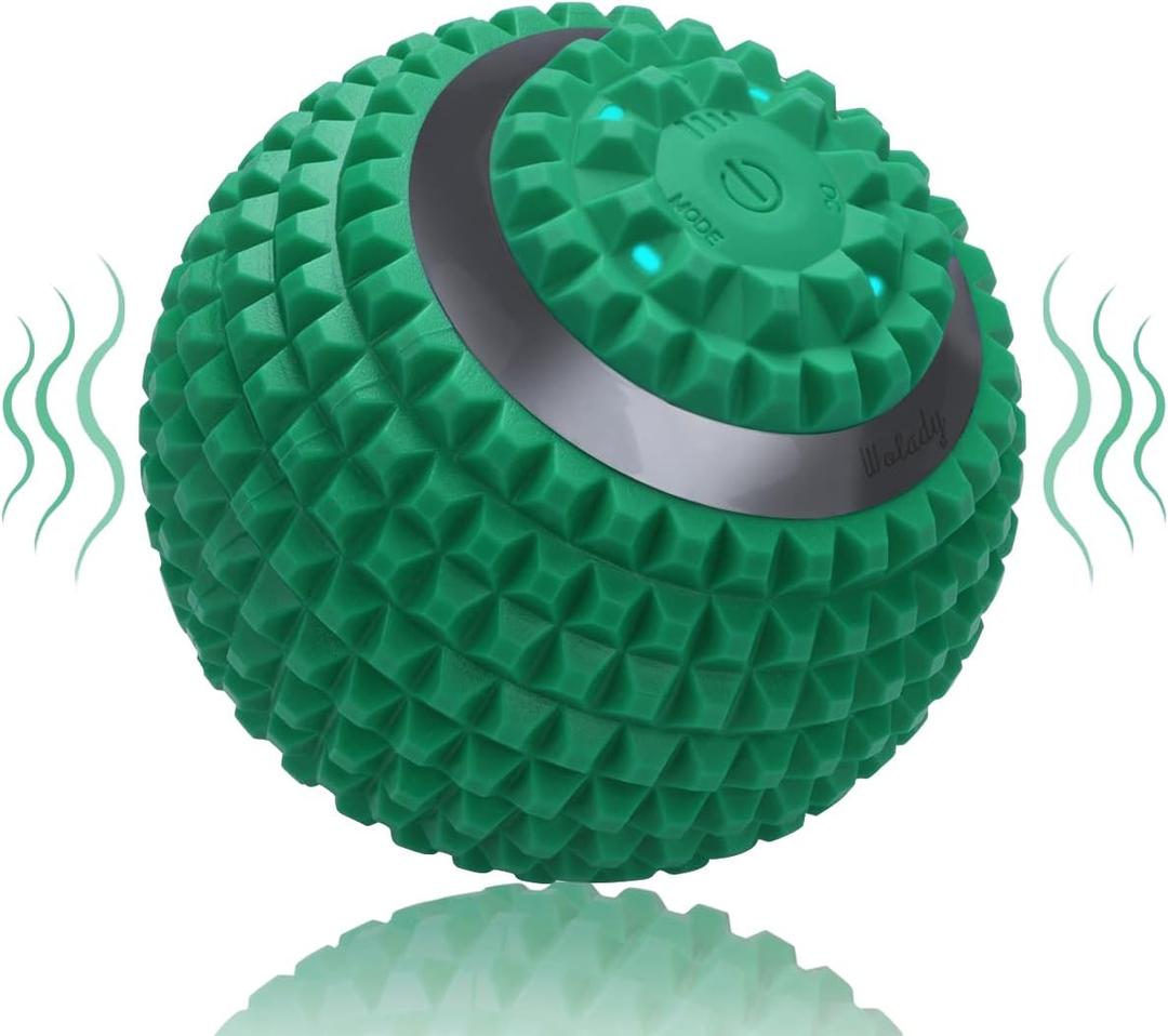 Vibrating Massage Ball 4-Speed High-Intensity Fitness Yoga Massage Roller, Relieving Muscle Tension Pain & Pressure Massaging Balls (Green)