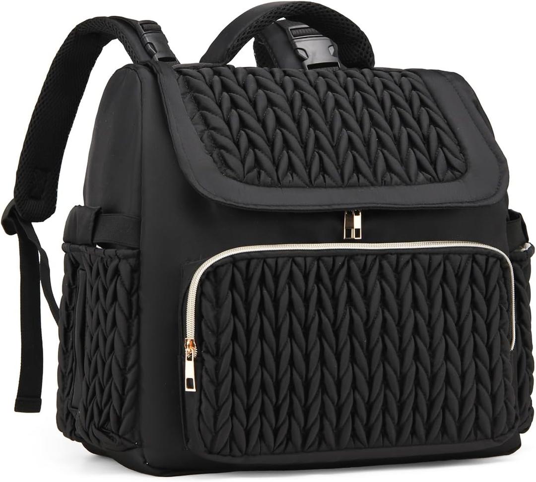 Awanhe Diaper Bag Backpack, Baby Bag with Changing Pad, Travel Waterproof Diaper Bag Tote, Newborn Essentials Must Haves, Luxury Baby Shower Gifts for Boys & Girls, Black