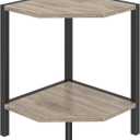 Corner Shelf Stand, 2 Tier Industrial Corner Bookshelf, Multipurpose Standing Corner Display Shelf Countertop Organizer for Living Room Kitchen Bedroom Office, Greige