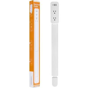 Electrical Outlet Extender Stick - Features USB-A, USB-C and 2 AC Outlets, Extends 22"-34", Rotates 180° Access Hard-to-Reach Outlets, Wall Plug Power Socket Expander Nightstands, Sofa, Desks and More