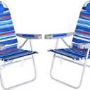 SUNNYFEEL 17" Tall Oversized Beach Chairs 2 Pack for Adults Heavy Duty 500 LBS, 5 Position, Portable High Folding Camping Chair with Cup Holder for Outdoor/Lawn/Trip, Foldable Sand Chairs for Adults