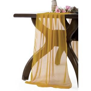 MDS Pack of 2 | Gold | 14ft Chiffon Table Runner 29x170 Inches Long Romantic Rustic Sheer Gauze Runner for Wedding Bridal Shower Birthday Banquets Engagement Spring Easter Boho Decorations