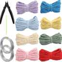 Gemscream 12 Pcs Knitted Wire Art Kit Include 8 Rolls Hollow Knitted Crochet Yarn 2 Rolls Aluminum Craft Wire with Needle Nose Plier and Sewing Needle for Beginner for DIY Crafts Sewing Crocheting